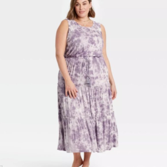 Knox Rose Purple Tie-Dye Sleeveless Dress Size XL-XXL - Picture 8 of 8